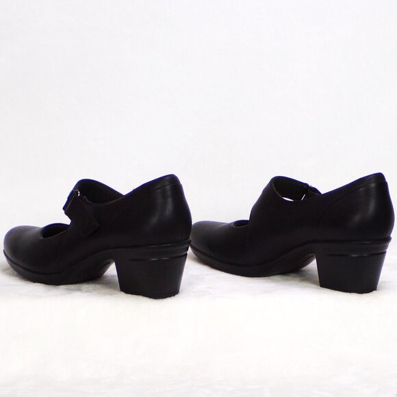 CLARKS COLLECTION size 9.5M black mid-heel Mary-Jane pumps cushioned insoles - Picture 8 of 14